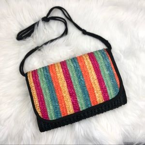 Multicolor / Black Straw Crossbody
